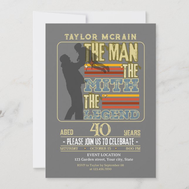 Celebrate Any Age: The Man, The Myth, The Legend  Invitation (Front)