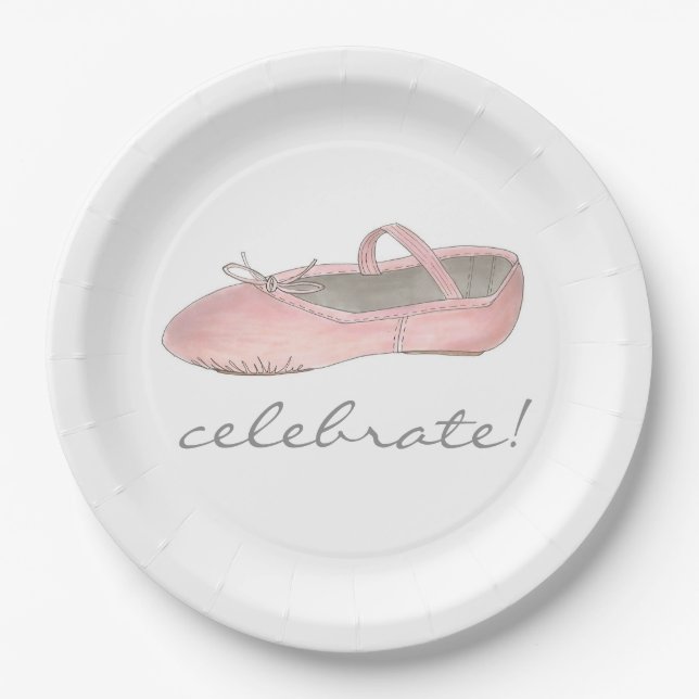 Celebrate! Ballerina Ballet Dance Recital Birthday Paper Plates (Front)