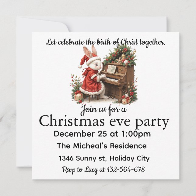 Celebrate Birth of Christ White Bunny Christmas (Front)