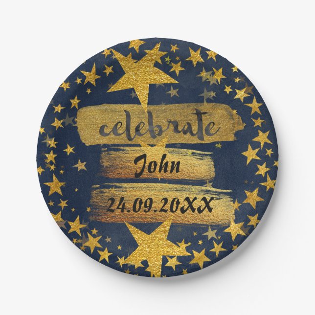 Celebrate Birthday Bachelor Party Shower Grungy Paper Plates (Front)
