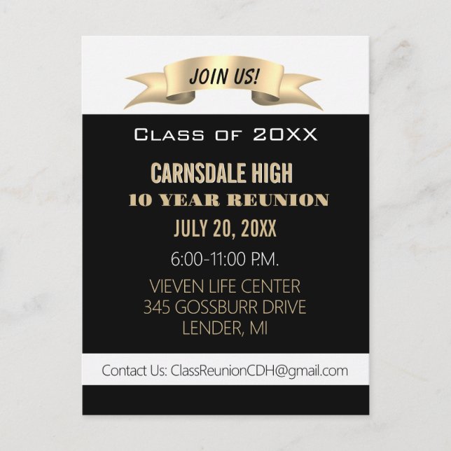 Celebrate! Black 10th Class Reunion Invite (Front)