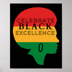 Celebrate Black Excellence Afro Silhouette – Red  Poster