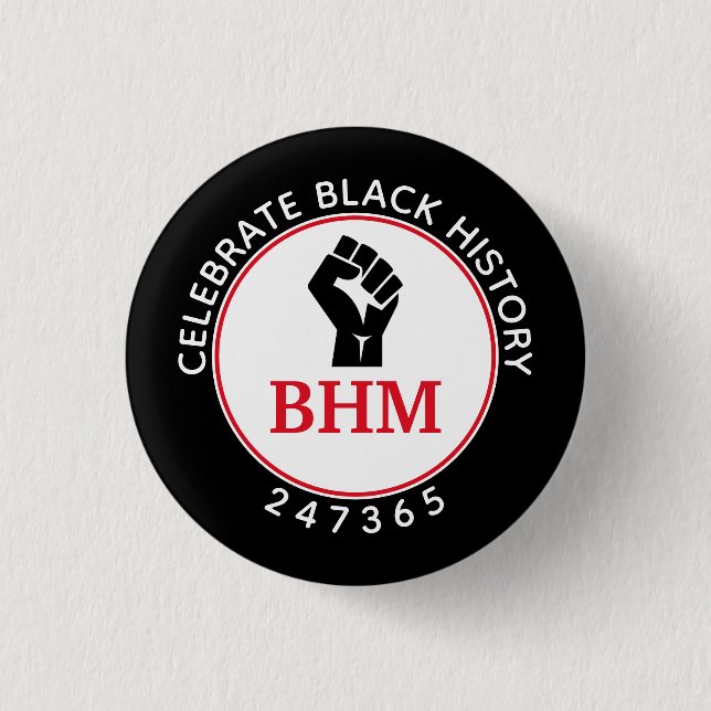 Celebrate Black History 247365 MONOGRAM Black Button (Front)