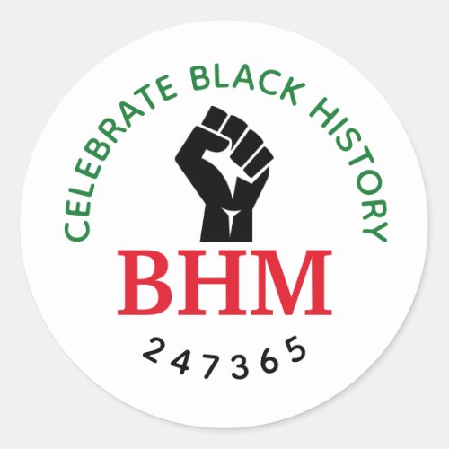 Celebrate Black History 247365 MONOGRAM White Classic Round Sticker