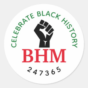 Celebrate Black History 247365 MONOGRAM White Classic Round Sticker