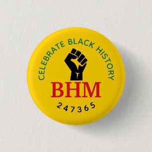 Celebrate Black History 247365 MONOGRAM Yellow Button