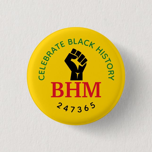 Celebrate Black History 247365 MONOGRAM Yellow Button (Front)