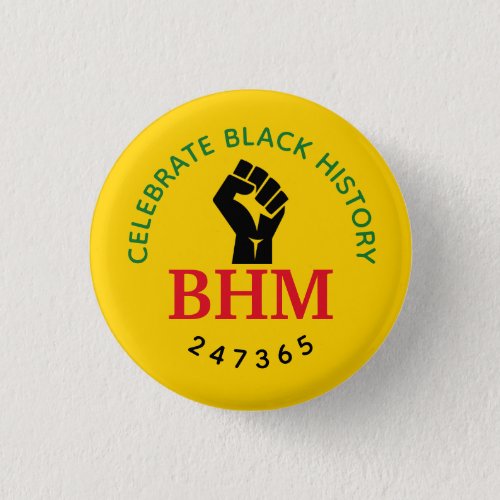 Celebrate Black History 247365 MONOGRAM Yellow Button