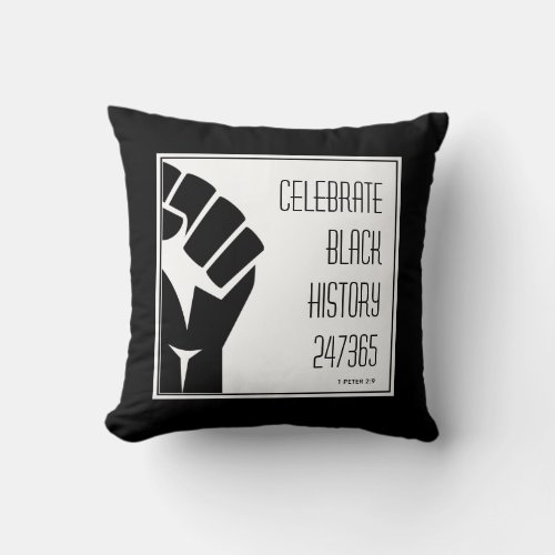 CELEBRATE  BLACK HISTORY 247365 Power Fist Custom Throw Pillow