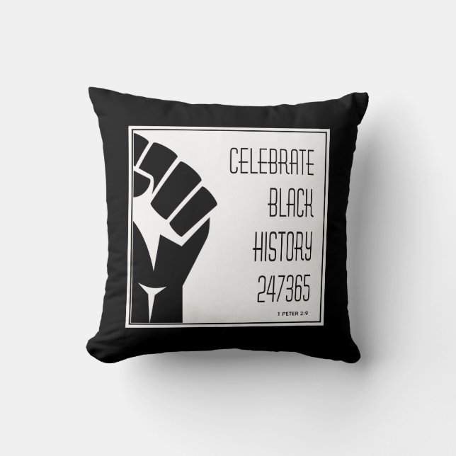 CELEBRATE | BLACK HISTORY 247365 Power Fist Custom Throw Pillow (Front)