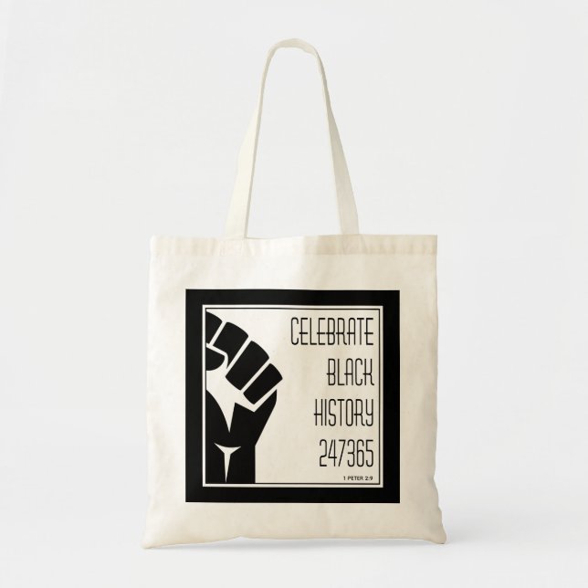 CELEBRATE BLACK HISTORY 247365 Power Fist Custom Tote Bag (Front)