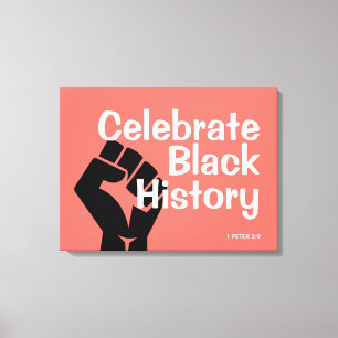 CELEBRATE BLACK HISTORY BHM Motivational Coral Canvas Print