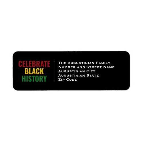 CELEBRATE BLACK HISTORY  BHM  Return Address Label