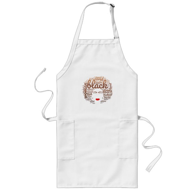 Celebrate Black History, Melanated Strong Woman Long Apron (Front)