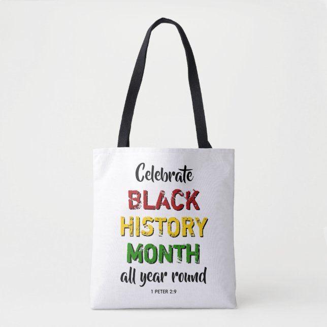 Celebrate Black History Month BHM Christian Bible Tote Bag (Front)