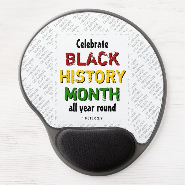 Celebrate Black History Month BHM Scripture White Gel Mouse Pad (Front)