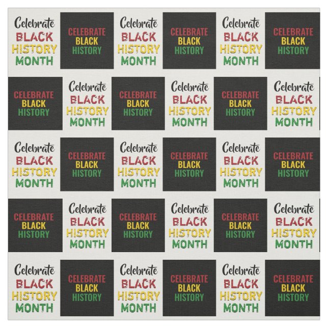 Celebrate BLACK HISTORY Month Checkerboard Effect Fabric (Swatch)