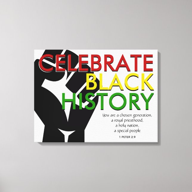 CELEBRATE BLACK HISTORY Power Fist Bible Verse Canvas Print (Front)