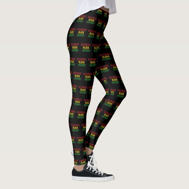 CELEBRATE BLACK HISTORY Red Yellow Green BHM Leggings (Right)