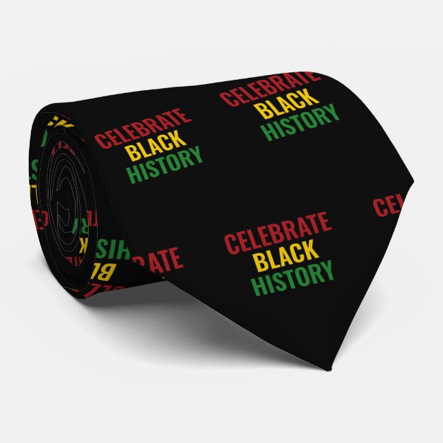 CELEBRATE BLACK HISTORY Red Yellow Green BHM Neck Tie (Rolled)
