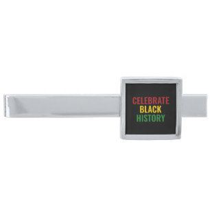 CELEBRATE   BLACK HISTORY Stylish   BHM Silver Finish Tie Bar