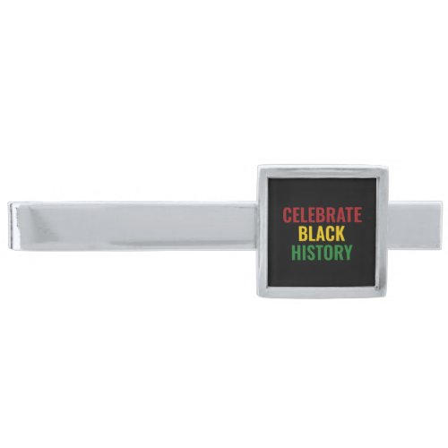 CELEBRATE  BLACK HISTORY Stylish  BHM Silver Finish Tie Bar