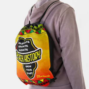 Celebrate Black History with Africa Map on Grunge Drawstring Bag