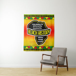 Celebrate Black History with Africa Map on Grunge Tapestry
