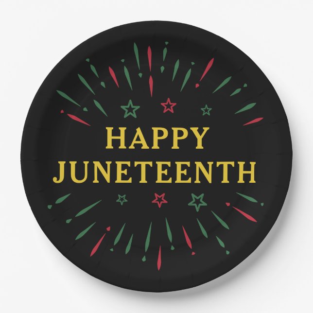 Celebrate Black Independence Day Happy Juneteenth Paper Plates (Front)