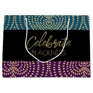 Celebrate Blackness Gold Black Cyan Purple Large Gift Bag