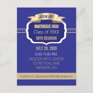 Celebrate! Blue 50th Class Reunion Invite