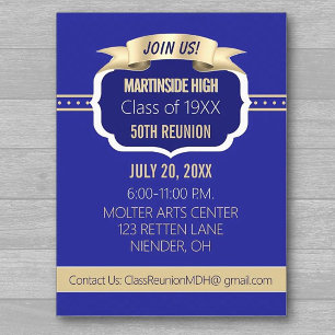 Celebrate! Blue 50th Class Reunion Invite