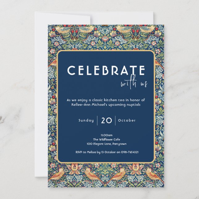 Celebrate Bridal Kitchen Tea William Morris Invitation (Front)