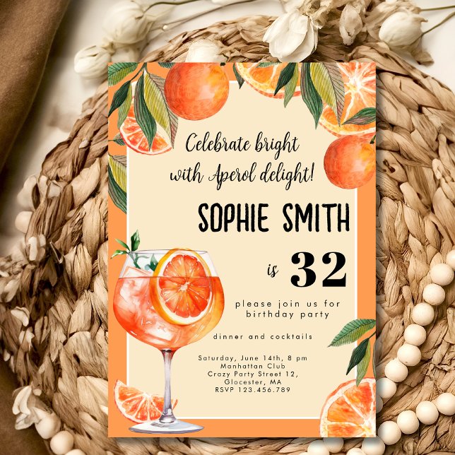 Celebrate bright with Aperol delight birthday Invitation (Creator Uploaded)