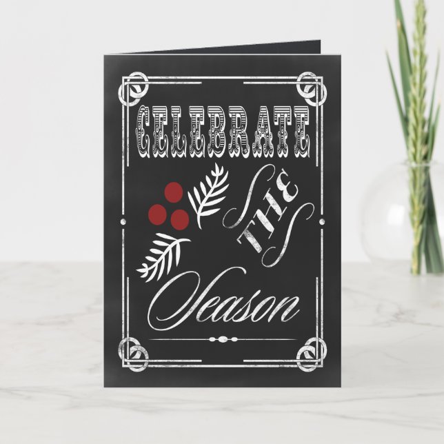 Celebrate! chalkboard Corporate Christmas Cards (Front)
