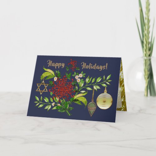 Celebrate Christmas and Hanukkah Personalized Holiday Card