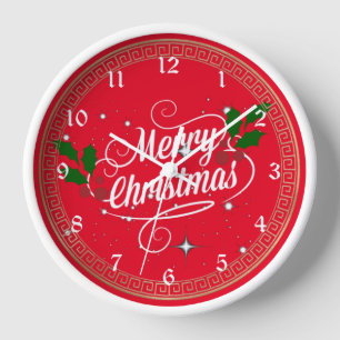 Celebrate Christmas, festive holiday colors, Clock