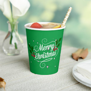 Celebrate Christmas, festive holiday colors, Paper Cups