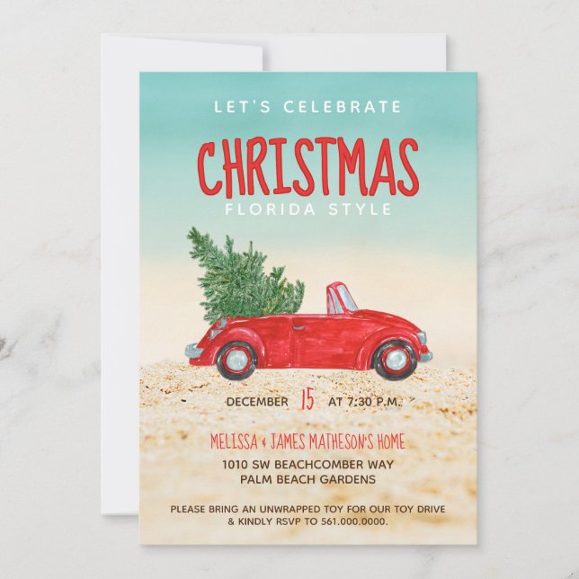 Celebrate Christmas Florida Style Holiday Party Invitation (Front)