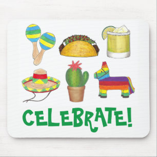 Celebrate Cinco de Mayo Fiesta Pinata Taco Cactus Mouse Pad