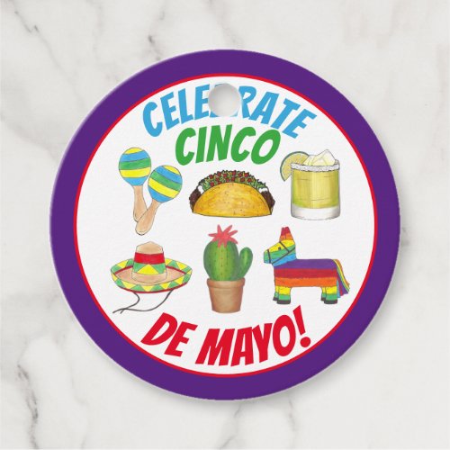Celebrate Cinco de Mayo Fiesta Taco Piata Cactus Favor Tags