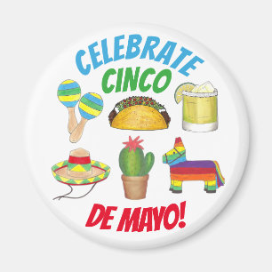 Celebrate Cinco de Mayo Fiesta Taco Piñata Cactus Magnet