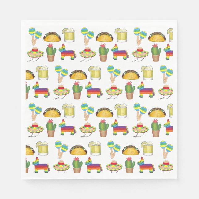 Celebrate Cinco de Mayo Fiesta Taco Piñata Cactus Napkins (Front)