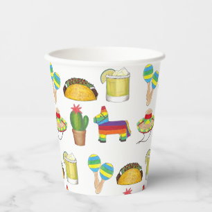 Celebrate Cinco de Mayo Fiesta Taco Piñata Cactus Paper Cups