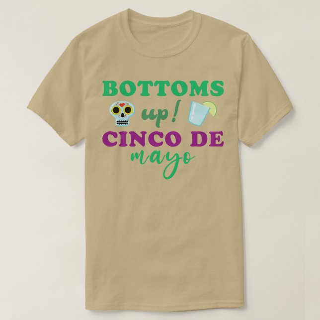 Celebrate Cinco De Mayo With Bottoms Up Drink Spec T-Shirt (Design Front)
