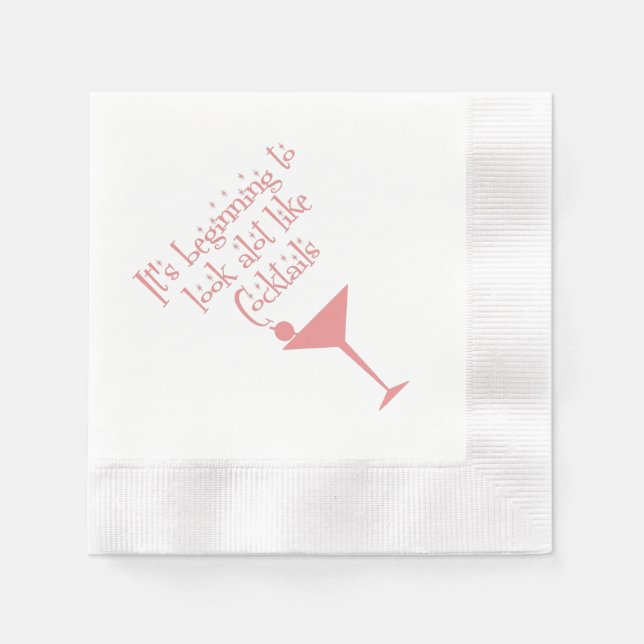 Celebrate Cocktails Retro 50s Style Pink Napkins (Front)