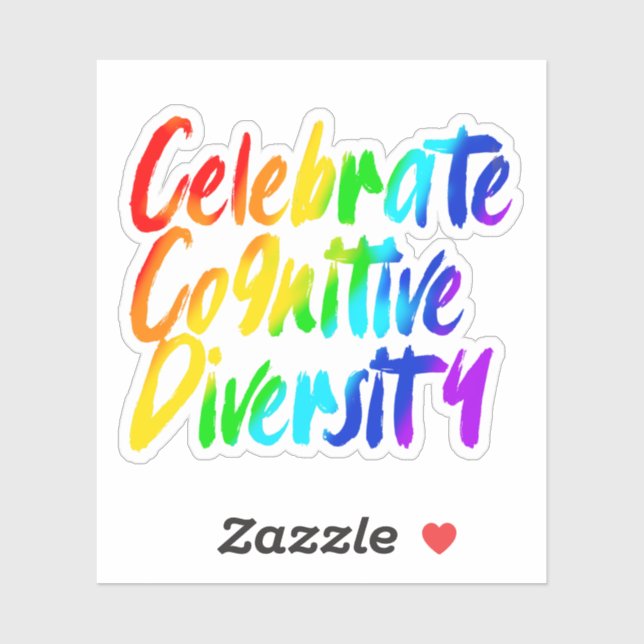 Celebrate Cognitive Diversity | Rainbow Typography Sticker (Sheet)