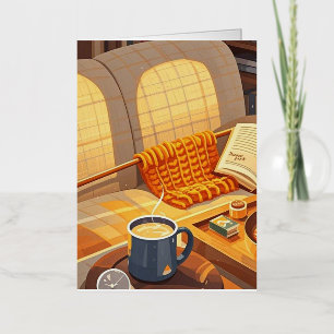 Celebrate cozy nights knitted blanket and warm foil greeting card