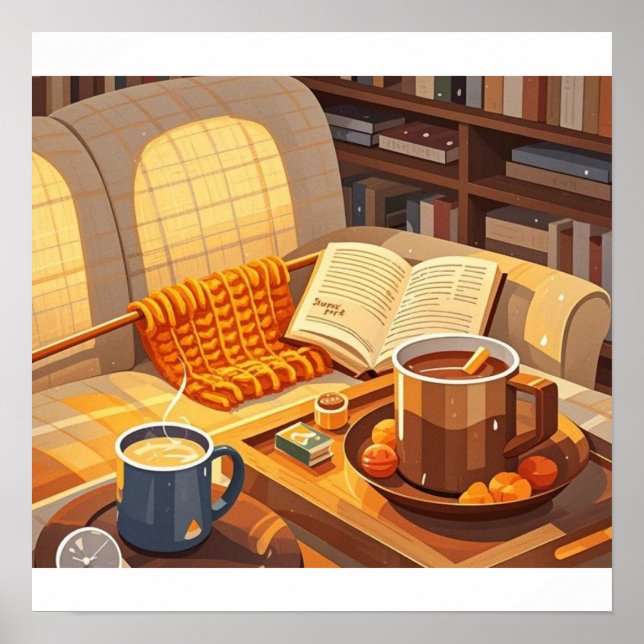 Celebrate cozy nights knitted blanket and warm  poster (Front)