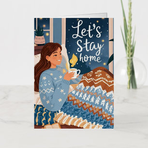 Celebrate cozy nights knitted blanket foil greeting card